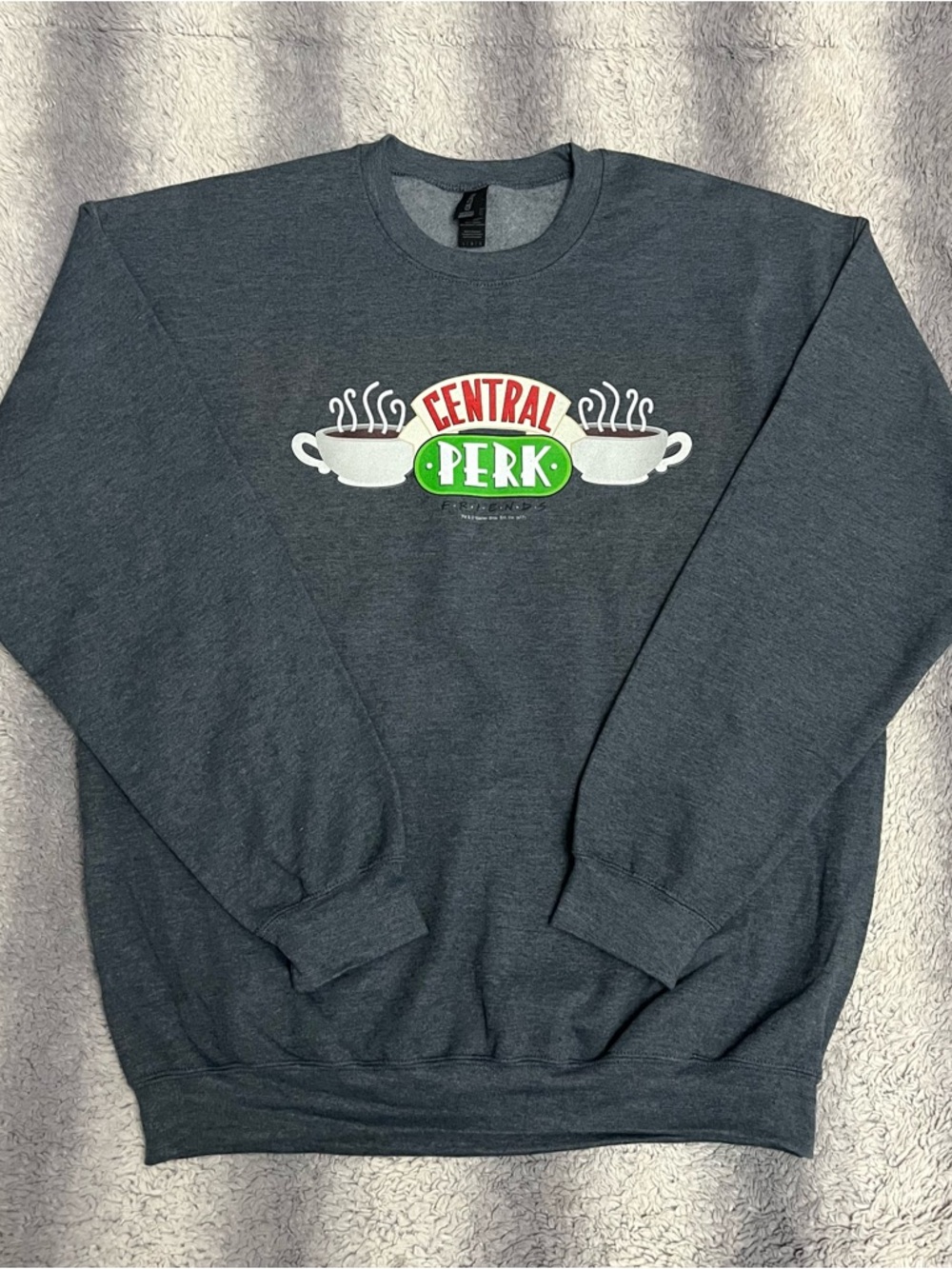 Central Perk Coffee Shop Dark Gray Crewneck Sweatshirt Men’s Large Friends Show